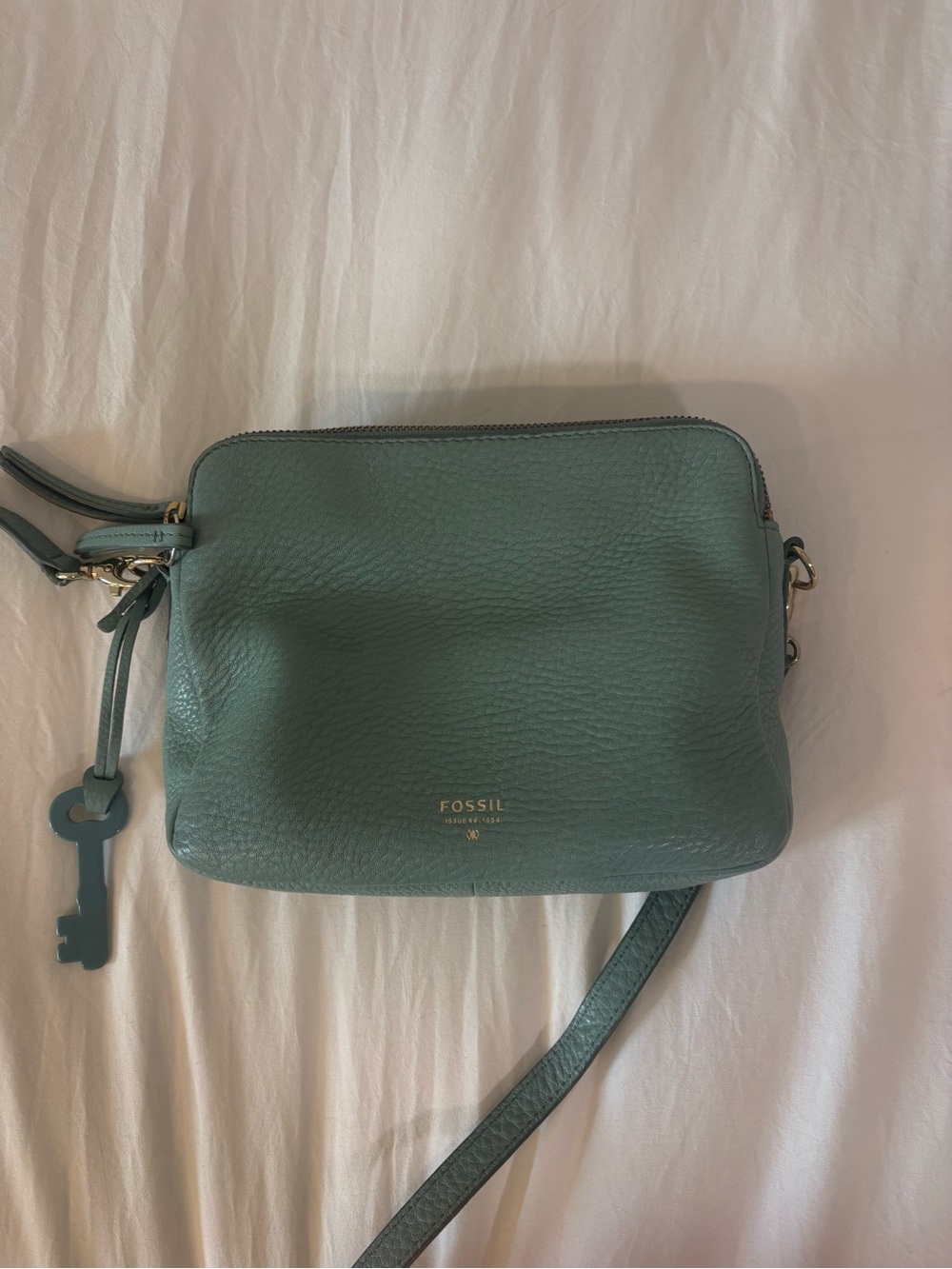 Fossil Seafoam Green Leather Crossbody Bag